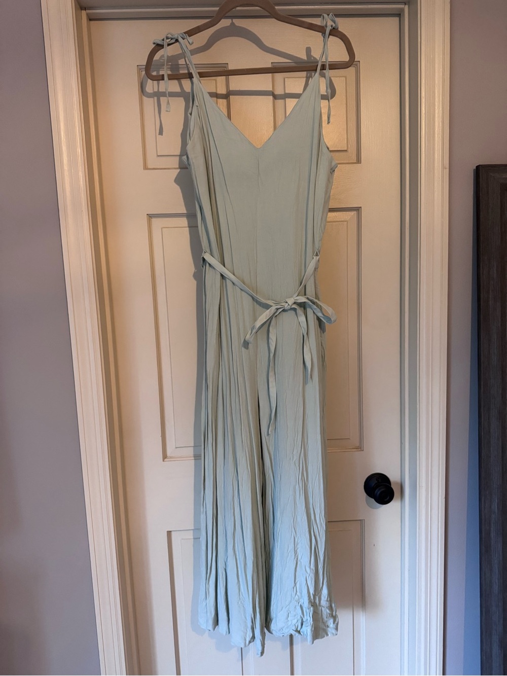 H&M Light Sage Tie-Shoulder Jumpsuit